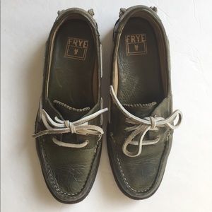 Frye gorgeous leather dark green loafer flats.Sz 6